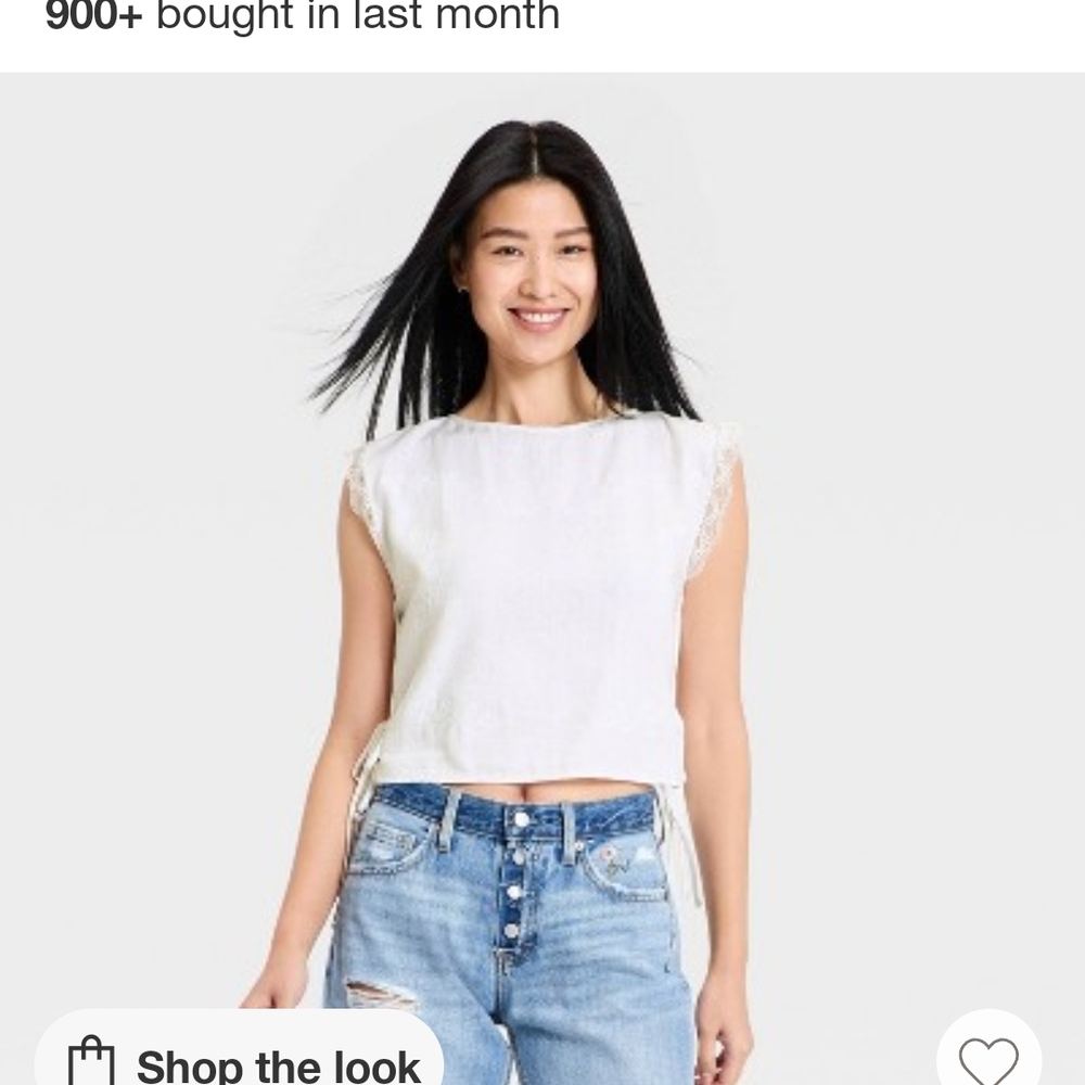 Universal Thread White Lace Trim Crop Top